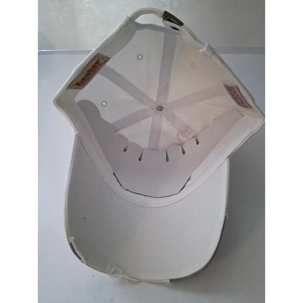 Leader Peace Sign Cadet Cap Distressed Crystal Studded Women's Adjustable White